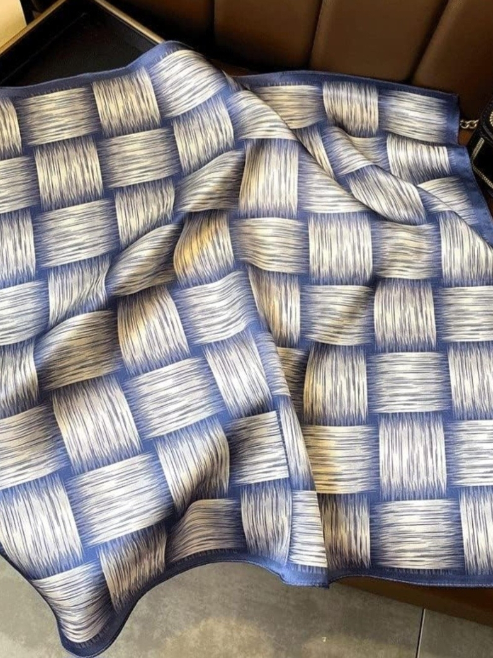 Blue and White Silk Scarf